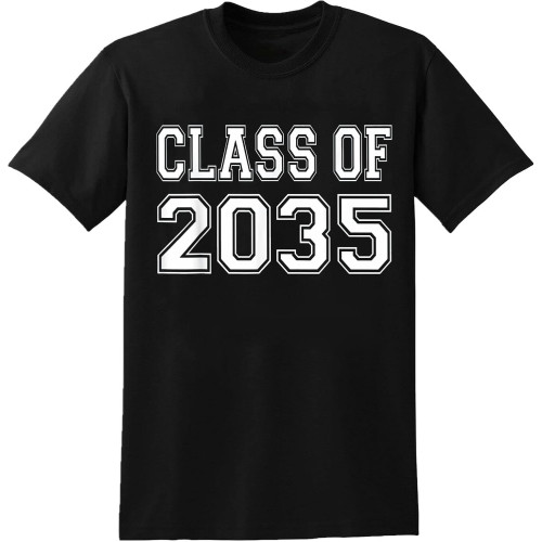 Class of 2035 Grow with Me T-Shirt O-Neck Unisex Short Sleeve T-Shirt Black