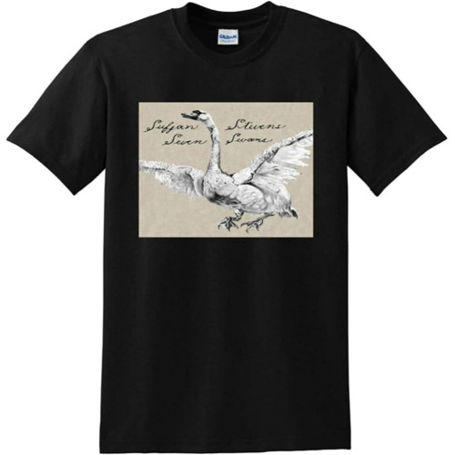 ufjan Stevens T Shirt Seven Swanshirt Top O-Neck Unisex Short Sleeve T-Shirt Black ufjan Stevens T Shirt Seven Swanshirt Top O-Neck Unisex Short Sleeve T-Shirt Black