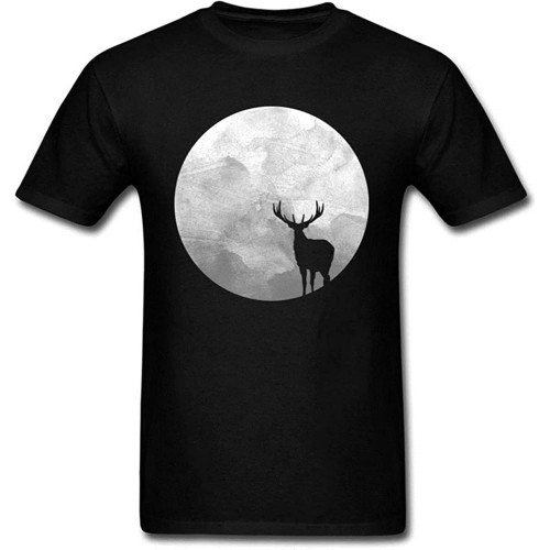 Hallowmas Christmas Blood Moon Elk T-Shirt O-Neck Unisex Short Sleeve T-Shirt Black