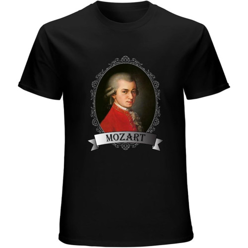 Retro Fan Art Mozart Cool Graphic Art Unisex Tee Shirt Men's Black T-Shirt