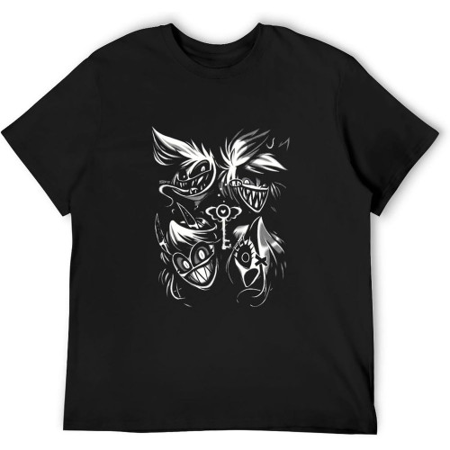 Hazbin Hotel Crew Men Cotton T-Shirt Short Sleeve Black Clothes Tees Hazbin Hotel Crew Men Cotton T-Shirt Short Sleeve Black Clothes Tees