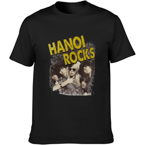 Hanoi Rocks Retro 1980S Heavy Metal Men Cotton T-Shirt Short Sleeve Black Clothes Tees