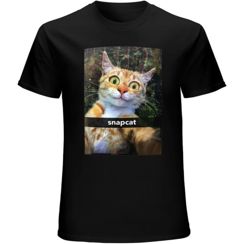 Humor Kitty Snapcat Selfie T-Shirt Black Unisex Mens Tees