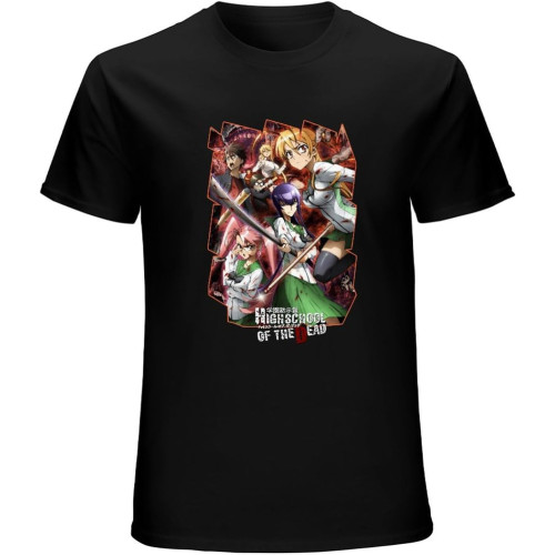 High School of The Dead Anime T-Shirt Black Unisex Mens Tees