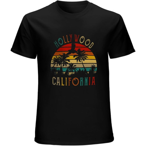 Hollywood California Cool CA 70's 80's Style California T-Shirt Black Unisex Mens Tees
