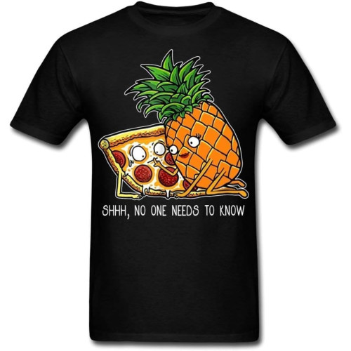 Pineapple Pizza Shirt - Funny T Shirt Pizza Day Funny Words Printed Men T-Shirts Gift Black