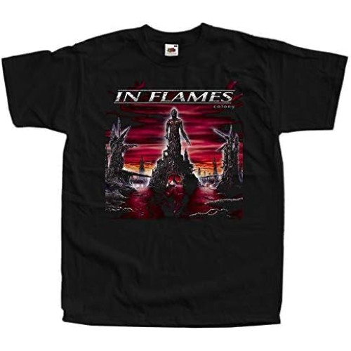 in Flames Colony Album Cover DTG T Shirt Black in Flames Colony Album Cover DTG T Shirt Black