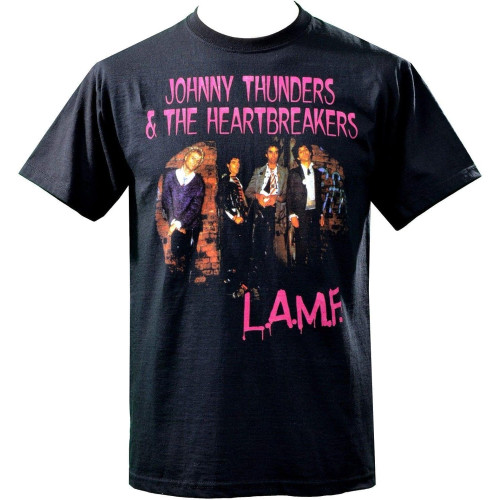 Mens Black T-Shirt Johnny Thunders & The Heartbreakers Punk Rock USA L.A.M.F.