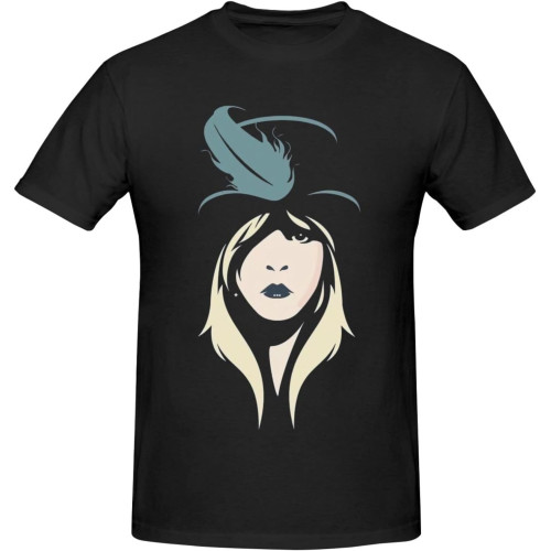 Stevie Music Nicks Men's T-Shirt Graphic Tees Casual Cotton Crew Neck Short Sleeve T Shirts Black Stevie Music Nicks Men's T-Shirt Graphic Tees Casual Cotton Crew Neck Short Sleeve T Shirts Black