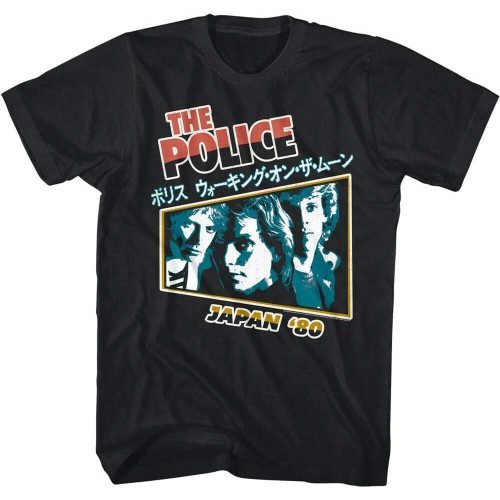 Sting & The Police Reggatta De Blanc Japan Tour 1980 Men's T Shirt Top Sting & The Police Reggatta De Blanc Japan Tour 1980 Men's T Shirt Top