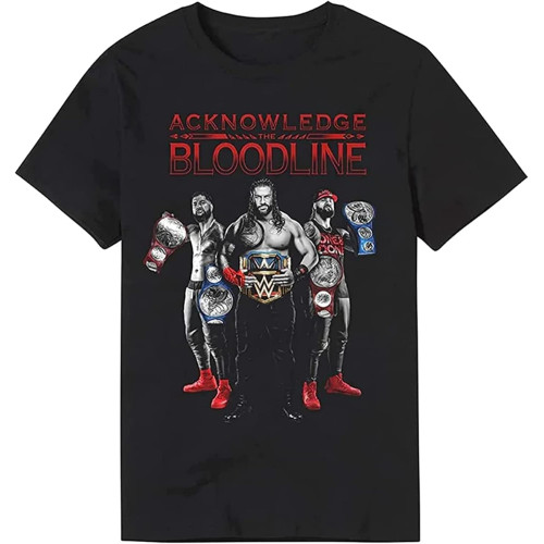 Roman Reigns Acknowledge The Bloodline The Bloodline Men T-Shirt Graphic Mens Cotton Casual Black Tee Shirt