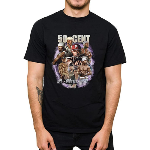 T Shirt Legend Hip Hop 50 Cent Rapper Classic Tee Gift for Fan Top Trend Vintage Style Music Cotton for Men Black T Shirt Legend Hip Hop 50 Cent Rapper Classic Tee Gift for Fan Top Trend Vintage Style Music Cotton for Men Black