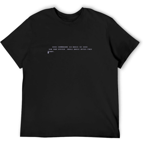 Adult T-Shirts Commodore 64 Start Screen Console Keyboard Ready Computer Programmer Black