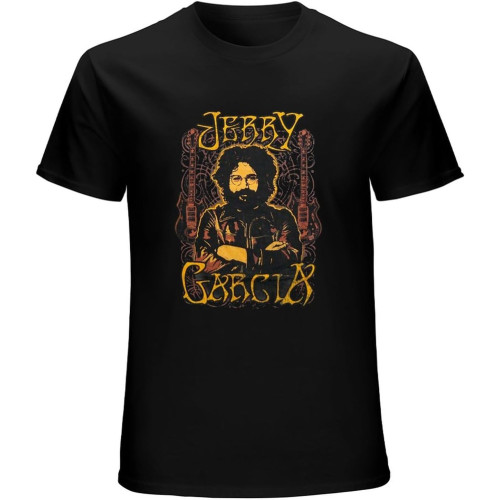 Men's T-Shirts Jerry Garcia Guitars Portrait Charcoal Black
