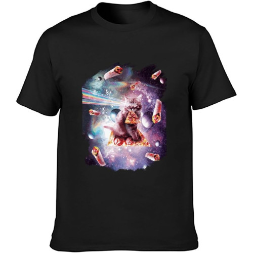 Rainbow Laser Eyes Burrito Space Cat Eating Pizza T-Shirt Unisex Gift Men's Black Tees Rainbow Laser Eyes Burrito Space Cat Eating Pizza T-Shirt Unisex Gift Men's Black Tees