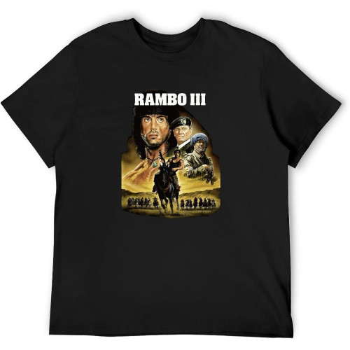 Rambo Iii Poster T-Shirt Unisex Gift Men's Black Tees