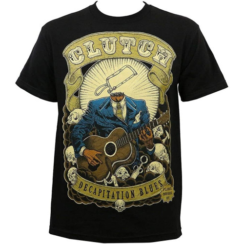 Clutch Band Decapitation Blues T-Shirt Graphic Black Tee Mens Shirt Clutch Band Decapitation Blues T-Shirt Graphic Black Tee Mens Shirt