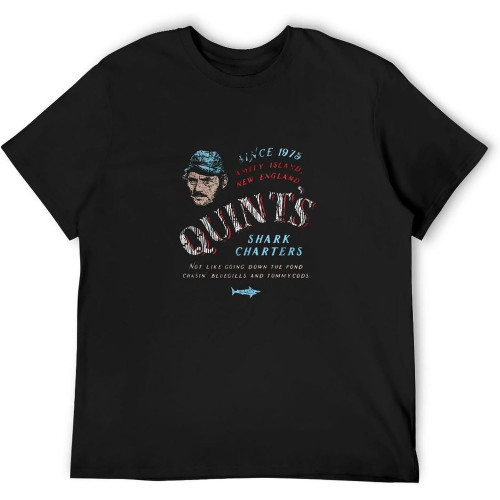 Quints Shark Fishing Amity Island 1975 T-Shirt Unisex Gift Men's Black Tees Quints Shark Fishing Amity Island 1975 T-Shirt Unisex Gift Men's Black Tees