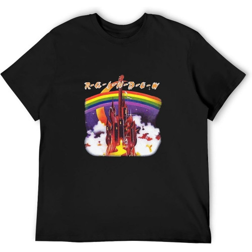 Rainbow Ritchie Blackmore's Rainbow First Album T-Shirt Unisex Gift Men's Black Tees Rainbow Ritchie Blackmore's Rainbow First Album T-Shirt Unisex Gift Men's Black Tees