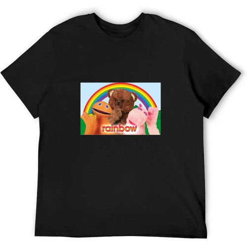 Rainbow Retro Bungle Zippy George Childrens Tv Show T-Shirt Unisex Gift Men's Black Tees