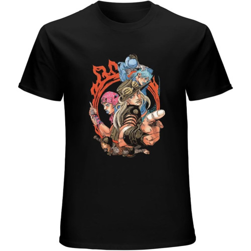 Men Short Sleeve T-Shirt JJBA Gyro Zeppeli and The SBR Crew Steel Ball Run T Shirt t-Shirt Black