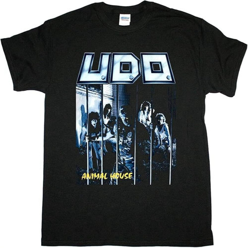 Men's U.D.O. Animal House Heavy Metal UDO Saxon Accept Running Wild New Black T-Shirt Black