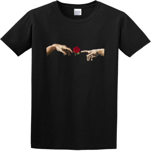 Michelangelo Hand Flower Rose Aesthetic Clothes Fashion Funny PrintO Neck Men Shirt Black Michelangelo Hand Flower Rose Aesthetic Clothes Fashion Funny PrintO Neck Men Shirt Black