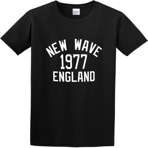 New Wave Music 1977 Cotton Post Punk Rock Synthpop O Neck Men Shirt Black