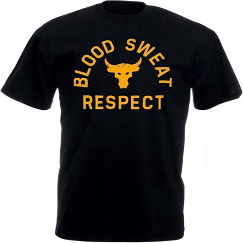 Men Project Rock Blood Sweat Respect Graphic Tshirt Male Fashion Casual Tops Hombre Summer Plus Size Tees Roupas Masculinas Large Black