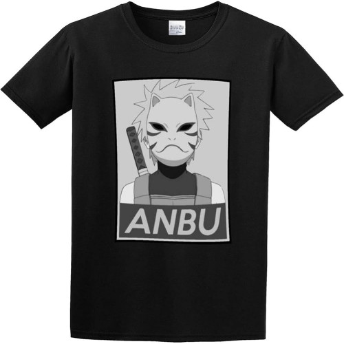 Hatake Kakashi Anime Anbu Printed Japans Men's Cotton Shirt Black Hatake Kakashi Anime Anbu Printed Japans Men's Cotton Shirt Black