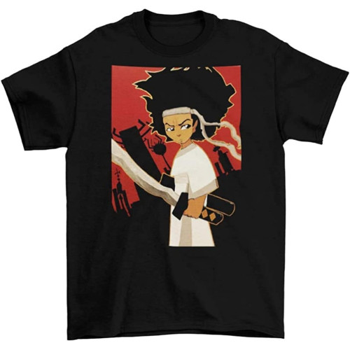 Samurai Jack Boondocks T-Shirt Unisex Adult Funny Sizes Cotton Cartoon TV New Short-Sleeved Shirt Top Sweatshirt Black 3XL
