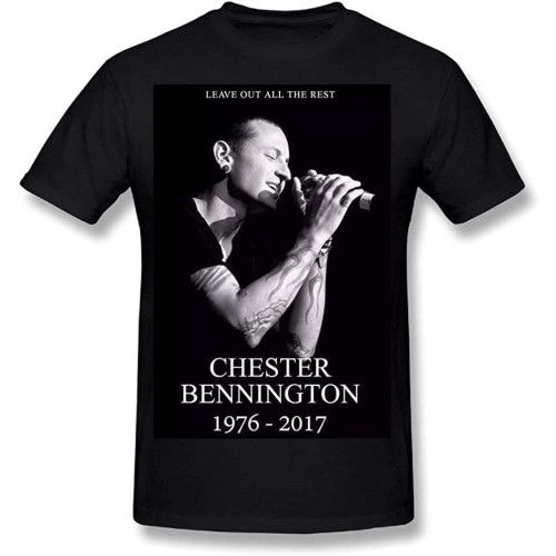 QTRDH Men's Chester Bennington O-Neck T-Shirt Black XXL QTRDH Men's Chester Bennington O-Neck T-Shirt Black XXL
