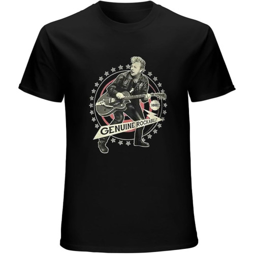 Brian Setzer Genuine Rockabilly T-Shirt Black Graphic Unisex Tee Shirt Brian Setzer Genuine Rockabilly T-Shirt Black Graphic Unisex Tee Shirt
