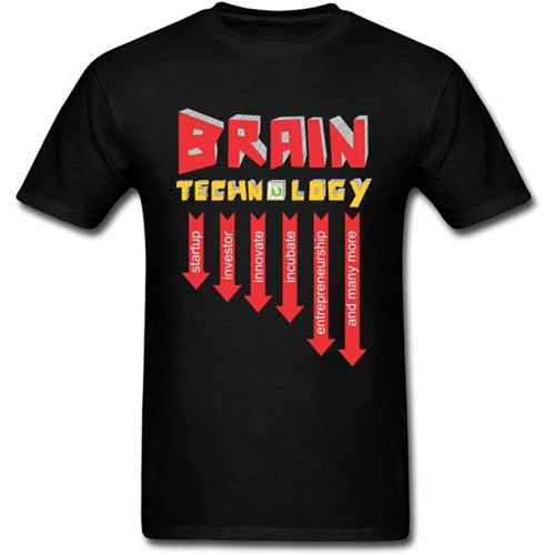 Brain Tecnology T-Shirt Black Graphic Unisex Tee Shirt Brain Tecnology T-Shirt Black Graphic Unisex Tee Shirt