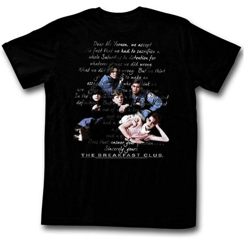 Breakfast Club Letter T-Shirt Black Graphic Unisex Tee Shirt Breakfast Club Letter T-Shirt Black Graphic Unisex Tee Shirt