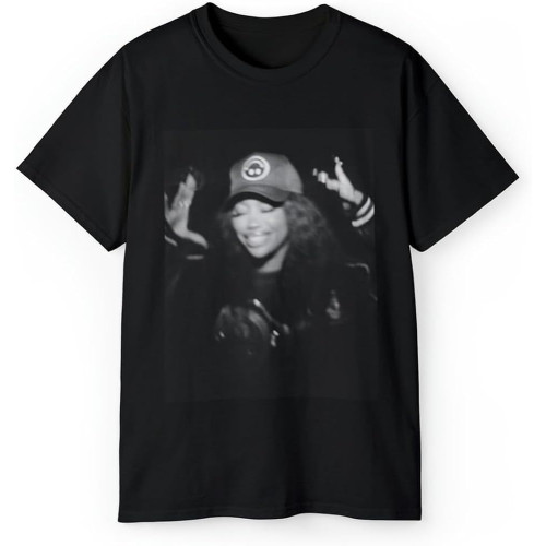 SZA Black and White T-Shirt Short Sleeve Cotton Black Women Men S to 5XL HC2236 Black