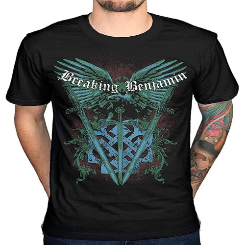 Breaking Benjamin Swords Mens Black Cotton T-Shirt Tee Black Breaking Benjamin Swords Mens Black Cotton T-Shirt Tee Black