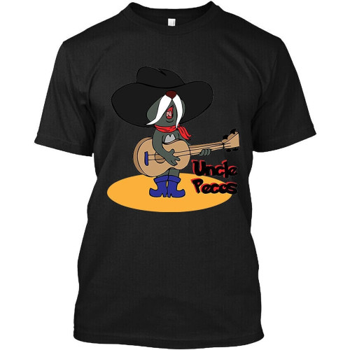 NWT Crambone Uncle Pecos Funny Cartoon Character Song Vintage Logo T-Shirt S-4XL Black Black Mens