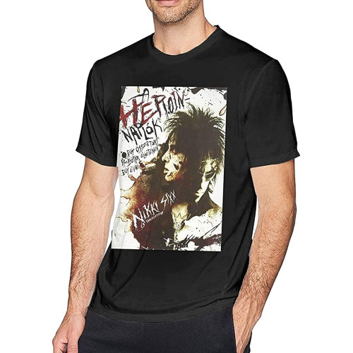 Men's T-Shirt Ni-Kki Si-Xx The Heroin Diaries Men's Classic Breathable T Shirt Casual Round Neck Easy Tee Comfortable Short Sleeve