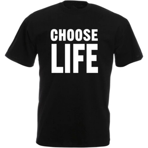 Choose Life Trainspotting Inspired Mens Printed T-Shirt UK Fashion Casual Tee Black