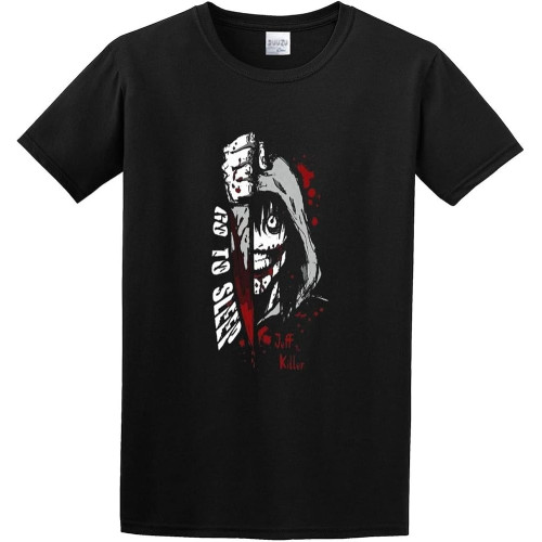 Jeff The Killer Cotton Unisex 100% Cotton Short-Sleeve T-Shirts Black