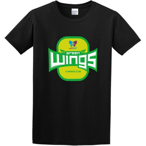 Jin Air Green Wings Logo Unisex 100% Cotton Short-Sleeve T-Shirts Black