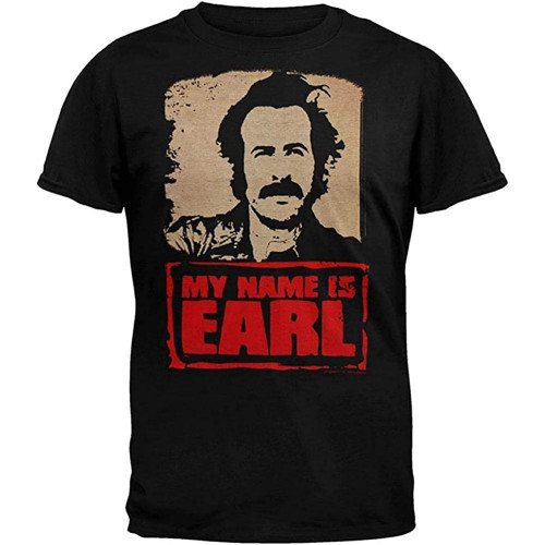 My Name is Earl Mens Logo Soft Pullover Short Sleeve Top Men's O-Neck T-Shirt Unisex Pure Cotton Black