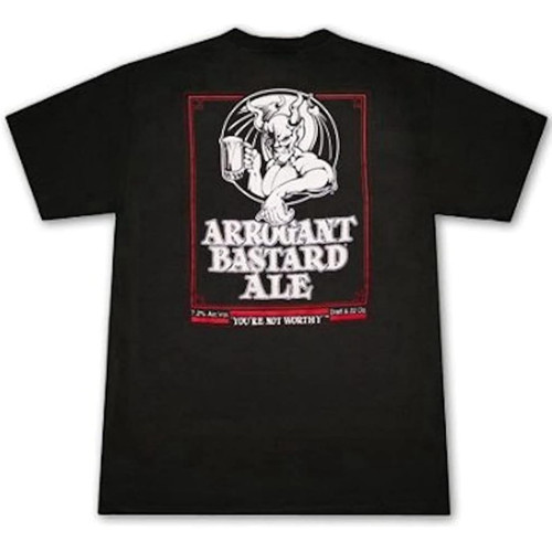 Arrogant Bastard Stone Brewing Co Ale You're Not Worthy Pullover Short Sleeve Top Men's O-Neck T-Shirt Unisex Pure Cotton Black