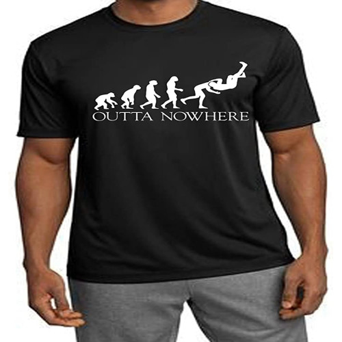 Nowhere RKO Wrestling Pullover Short Sleeve Top Men's O-Neck T-Shirt Unisex Pure Cotton Black