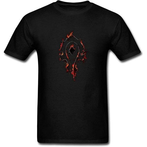 Red Flames of Horde Designed Pullover Short Sleeve Top Men's O-Neck T-Shirt Unisex Pure Cotton Black