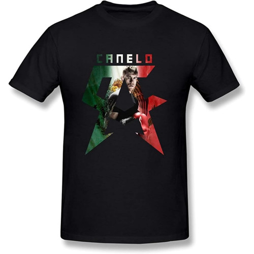 Canelo Alvarez Pattern Pullover Short Sleeve Top Men's O-Neck T-Shirt Unisex Pure Cotton Black Canelo Alvarez Pattern Pullover Short Sleeve Top Men's O-Neck T-Shirt Unisex Pure Cotton Black