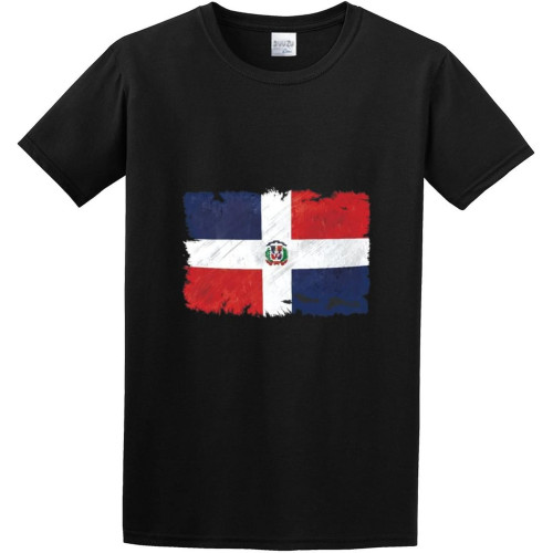 Dominican Republic Grunge Style Flag O-Neck 100% Cotton Short Sleeve Unisex T-Shirt